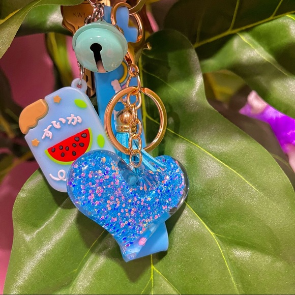 Blue Glitter Watermelon Ice Cream Keychain Set - Picture 2 of 2